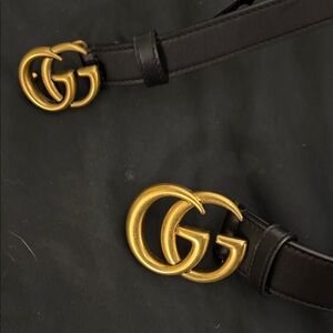 Gucci Black Belt with Gold GG Buckle